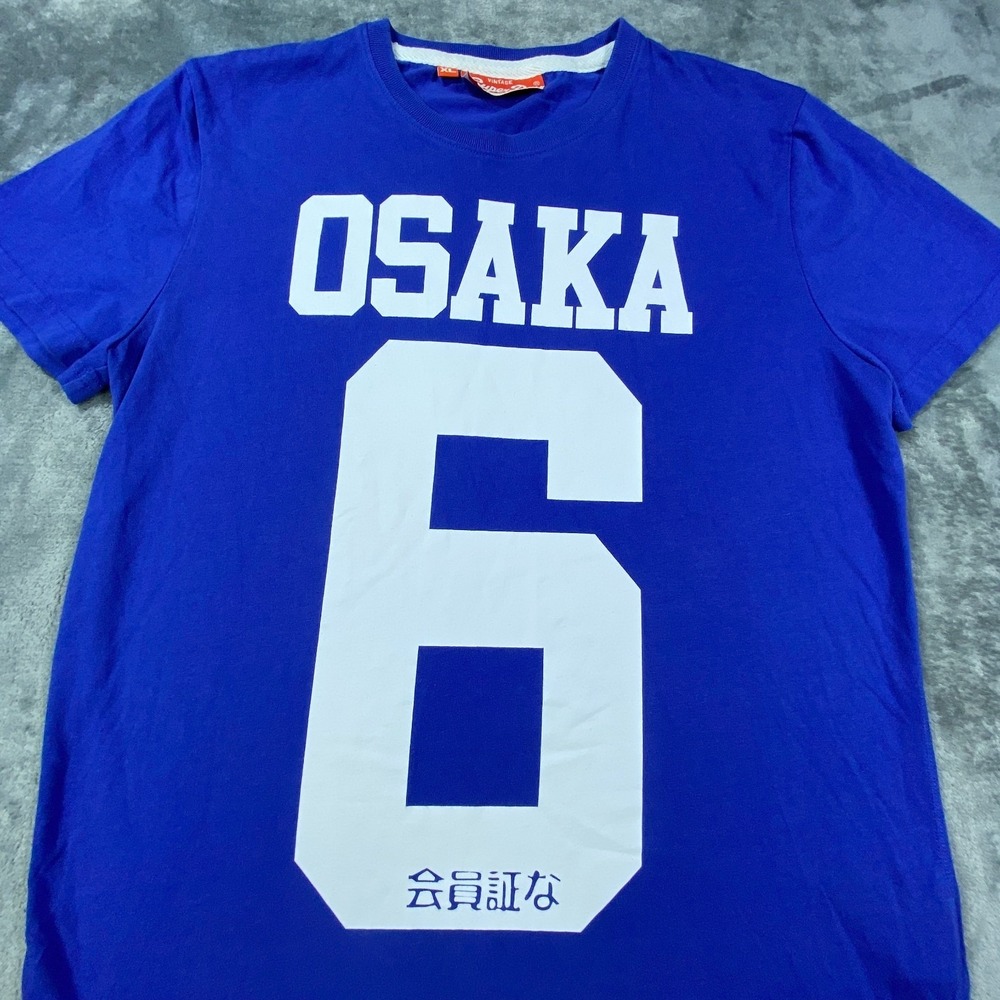 SuperDry Osaka Graphic Crewneck T Shirt Blue Men XL #6 Short Sleeve Japanese Y2K